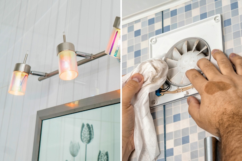cleaning bathroom lights and extractor fan