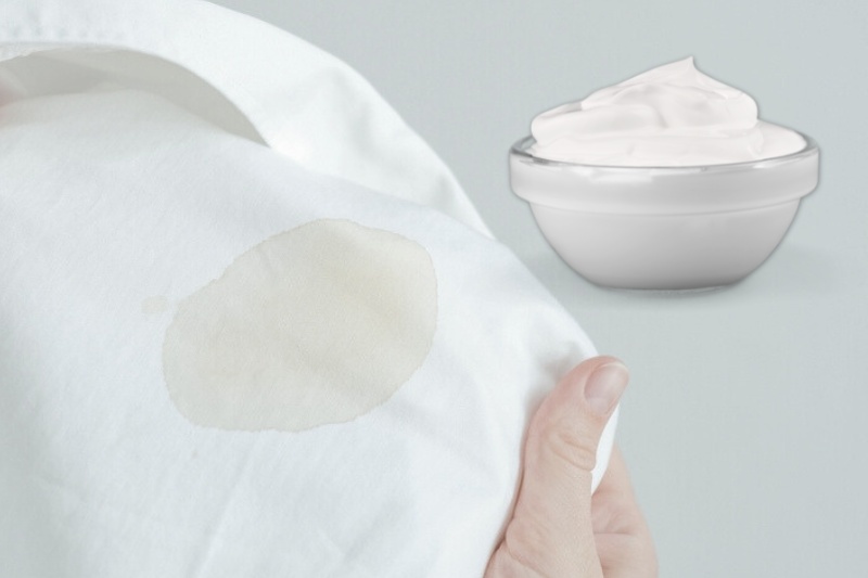 yoghurt stain on white shirt