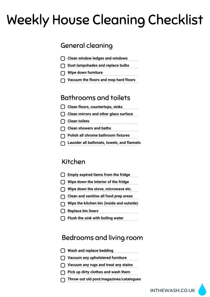 Checklists for Cleaning Your House (Daily, Weekly and Monthly)