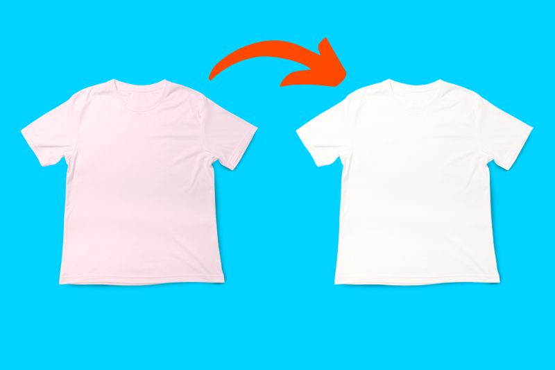 Pink white t shirt before and after