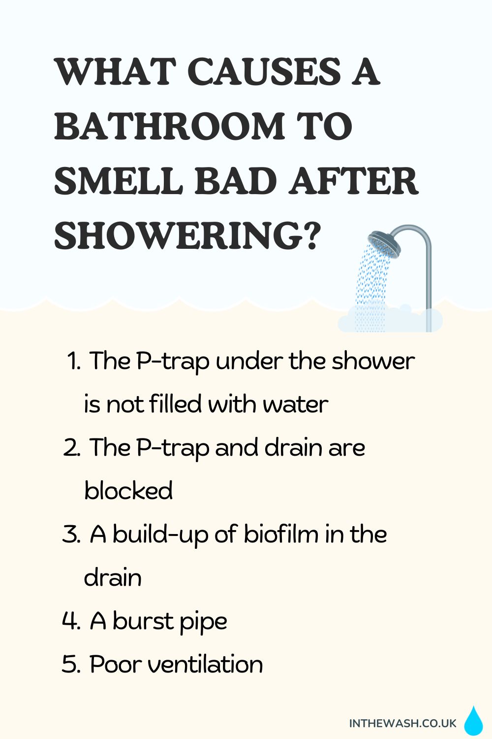 Things that can cause a bathroom to smell bad after showering