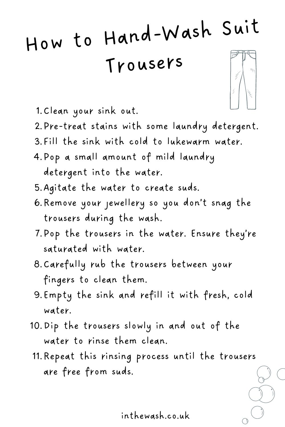 How to hand wash suit trousers