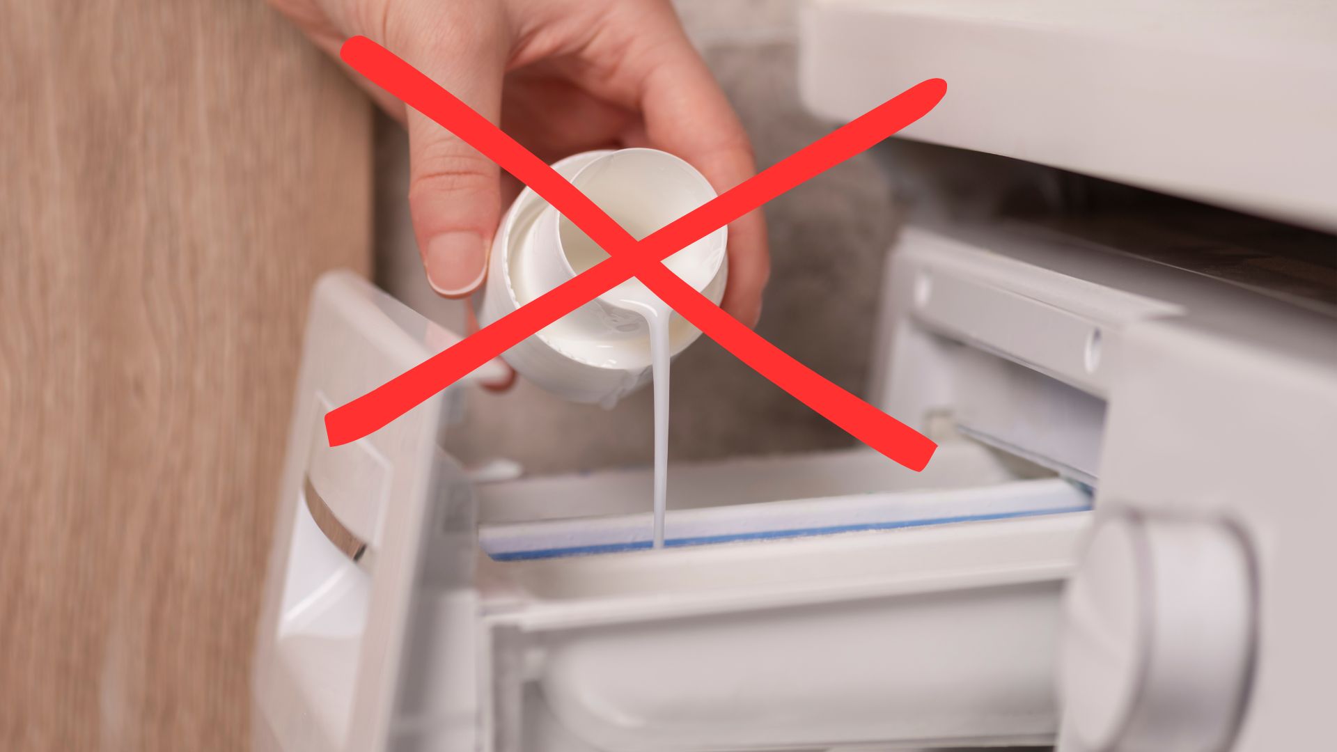 Pouring liquid detergent into drawer